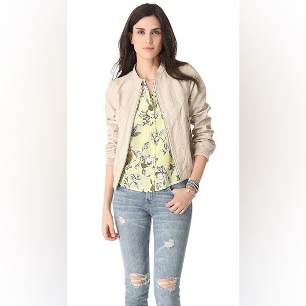 Joie Cream Leather Jacket for Women